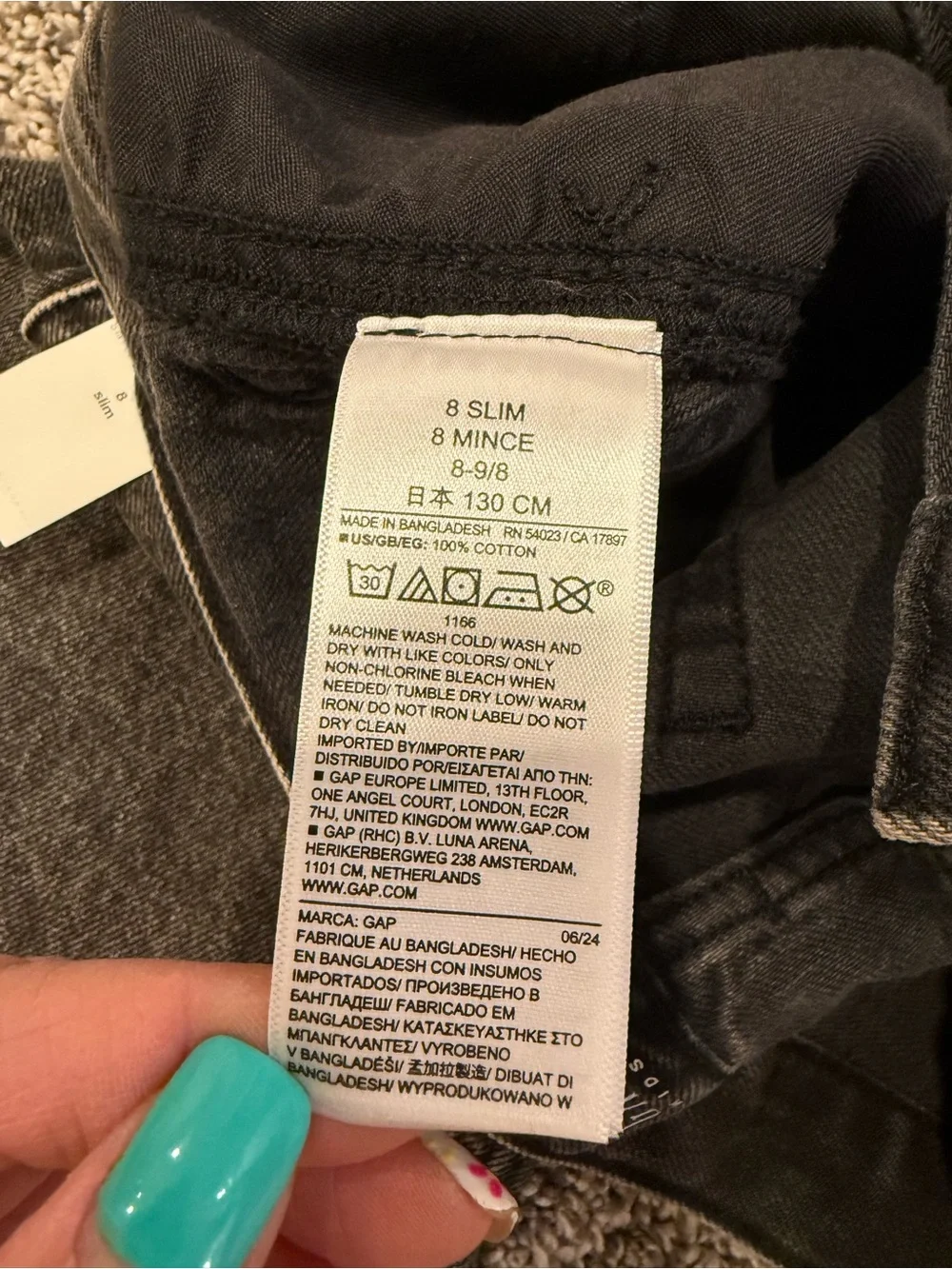 GAP Kids Baggy Cargo Jeans Black Wash Size 8 Slim NWT $59.95